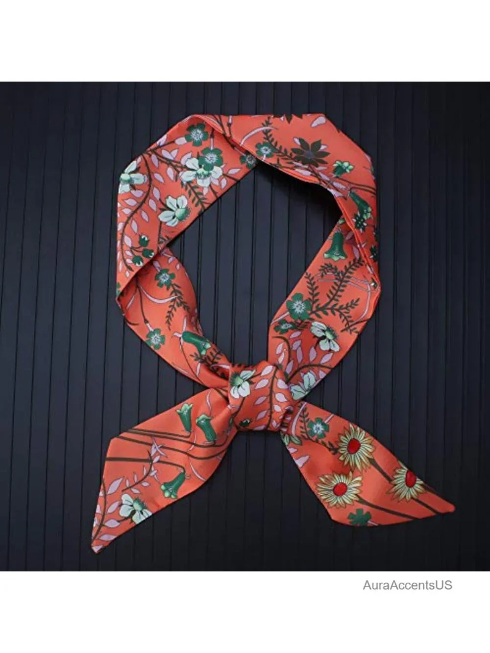 Silk Scarf Set 4pc - Bag Handle Wrap, Hair Head Band, Neck Scarf -